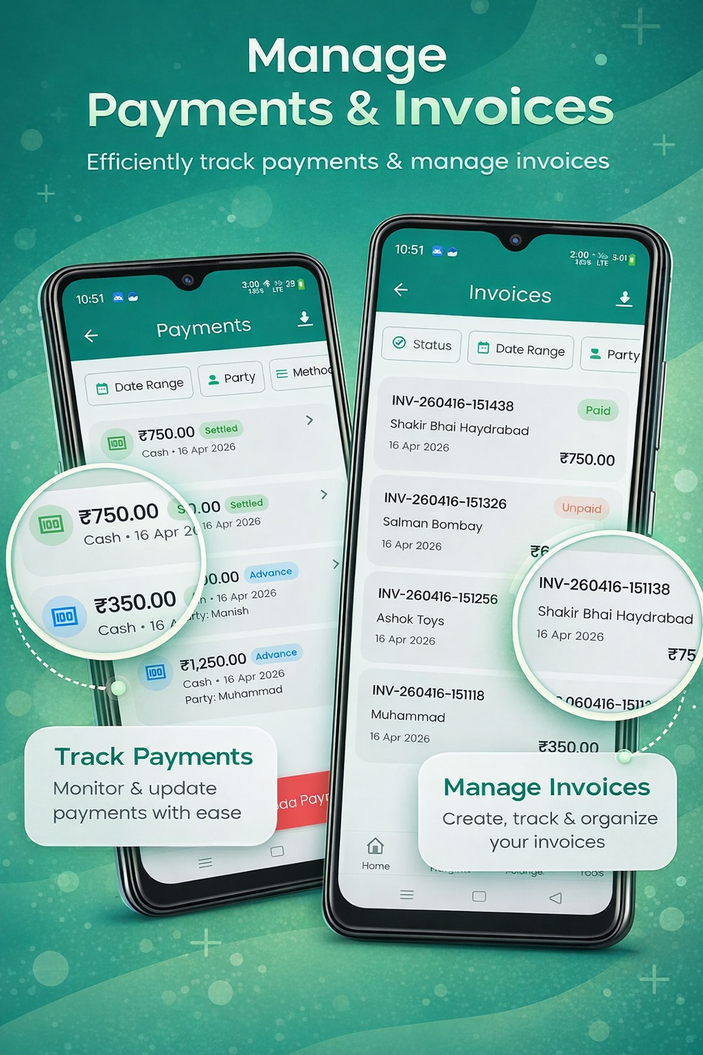 Manage Payments & Invoices
