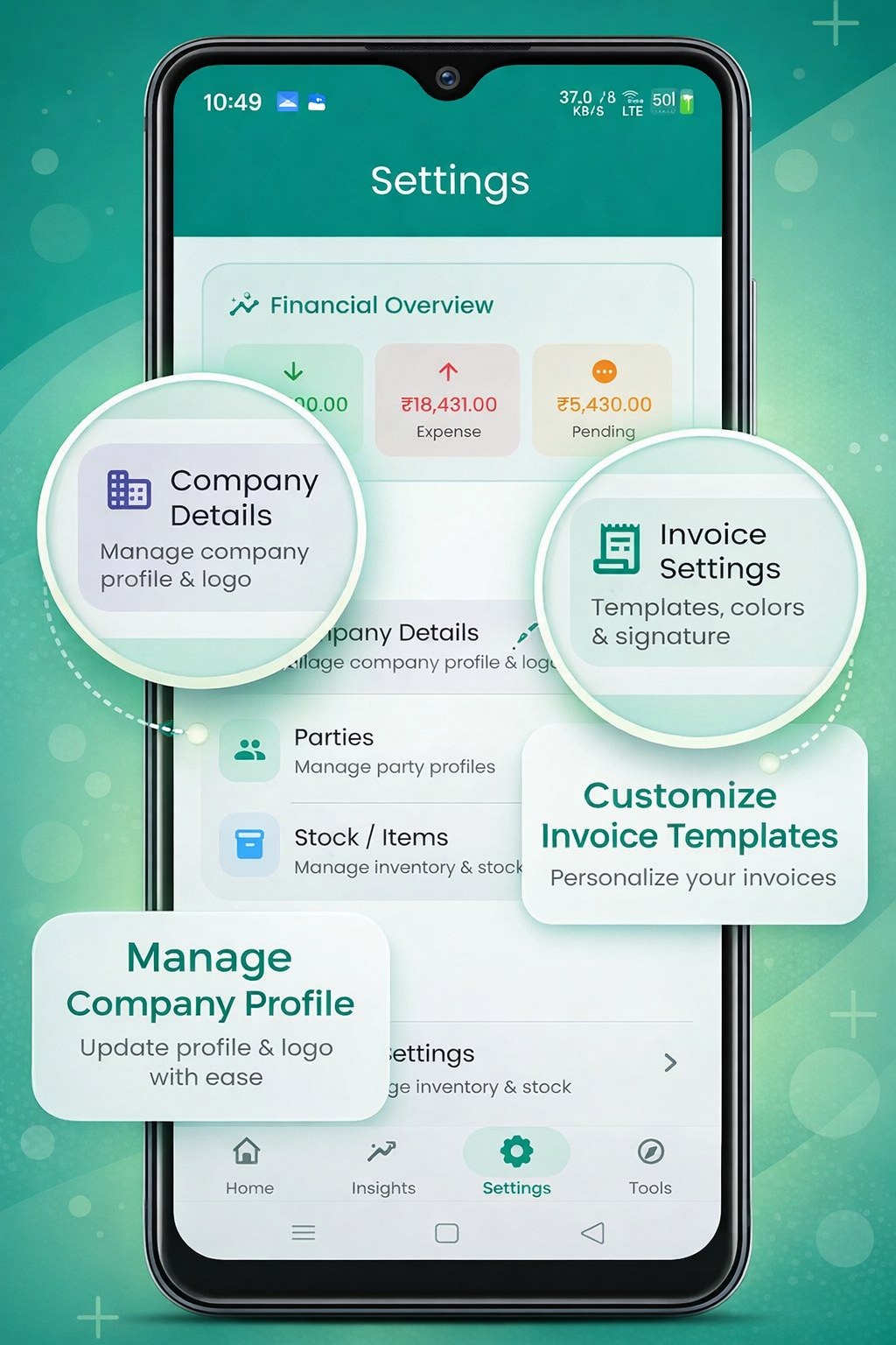 Manage Company Profile & Invoice Settings