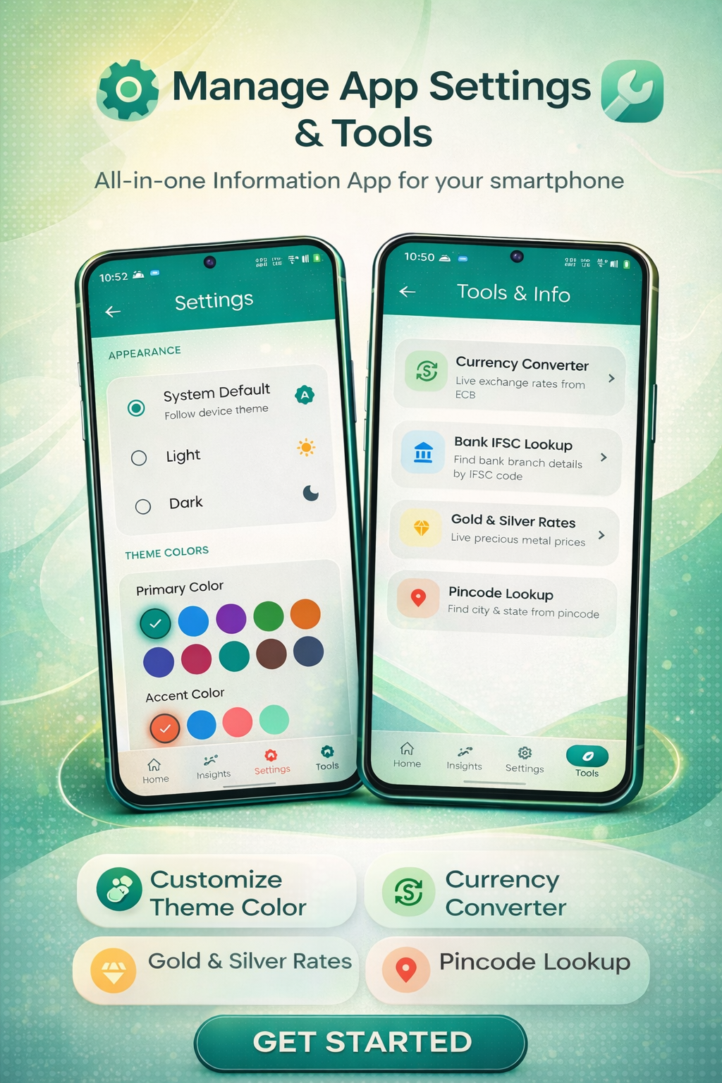 Manage App Settings & Tools